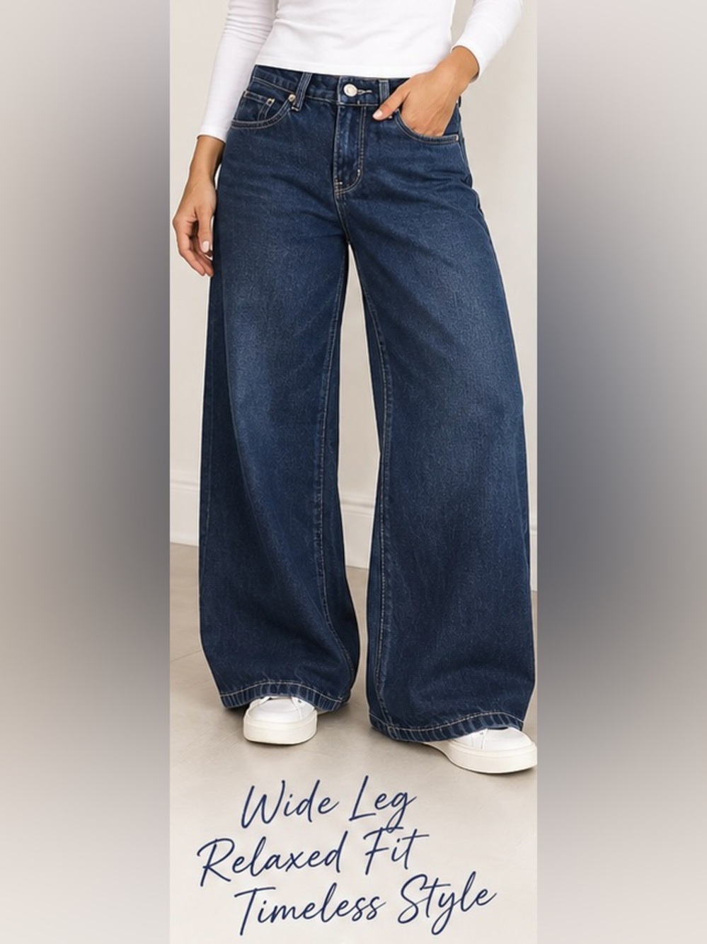 RSQ LOW RISE BAGGY DARK WASH WIDE LEG Y2K JEANS. SIZE 24